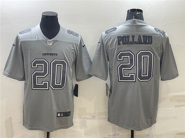 Men's Dallas Cowboys #20 Tony Pollard Gray Atmosphere Fashion Stitched Jersey